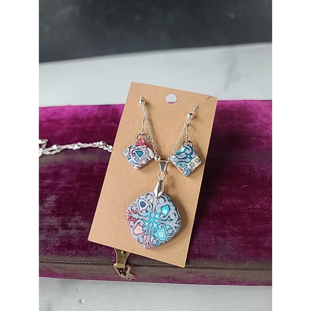 Multicolored Polymer Clay Jewelry Set, NEW